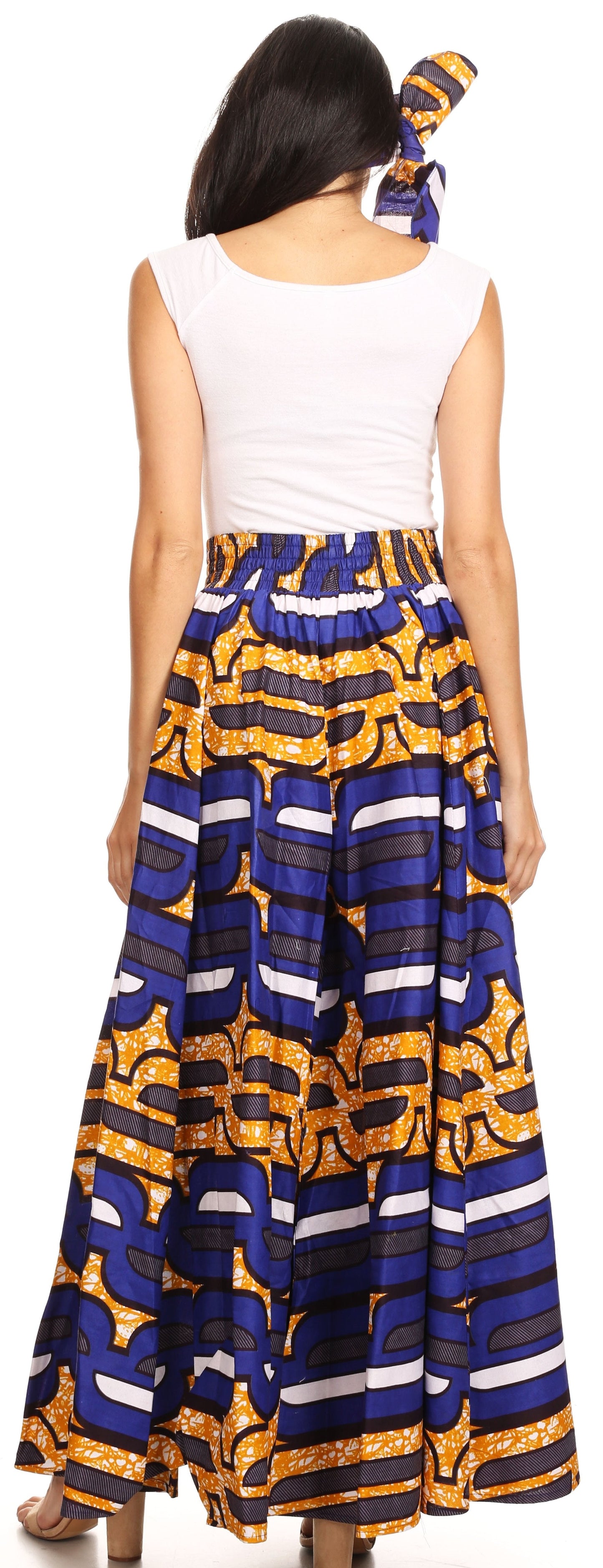 Pantalones Sakkas Sora Anchos de Pierna Suelta Estampado Ankara Africano Casuales con Cintura Elástica para Mujer