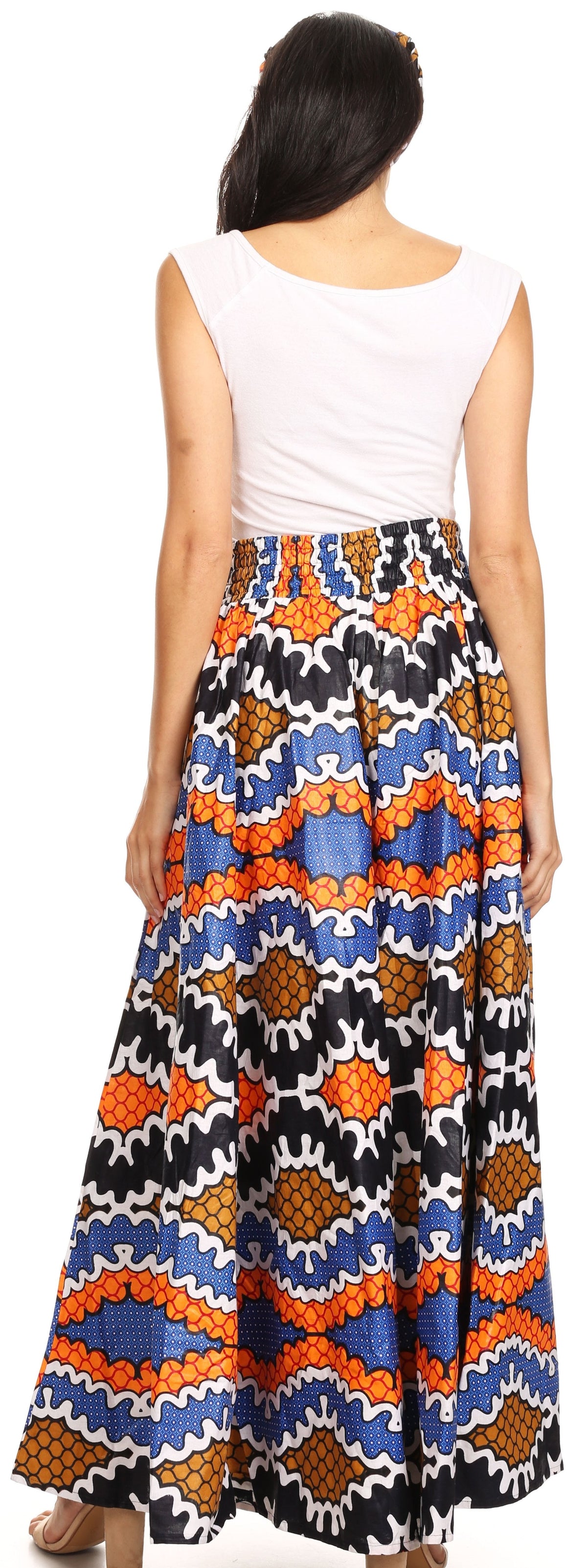 Pantalones Sakkas Sora Anchos de Pierna Suelta Estampado Ankara Africano Casuales con Cintura Elástica para Mujer