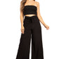 Sakkas Samantha Women's Bandeau Tube Top & Wide leg Gaucho Pants Set Palazzo Boho