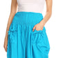 Sakkas Loore Womens Wide Leg Gaucho Pants Cotton with Pockets and Smock Waist