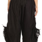 Sakkas Loore Womens Wide Leg Gaucho Pants Cotton with Pockets and Smock Waist