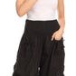 Sakkas Loore Womens Wide Leg Gaucho Pants Cotton with Pockets and Smock Waist