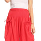 Sakkas Loore Womens Wide Leg Gaucho Pants Cotton with Pockets and Smock Waist