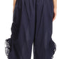 Sakkas Loore Womens Wide Leg Gaucho Pants Cotton with Pockets and Smock Waist