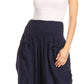 Sakkas Loore Womens Wide Leg Gaucho Pants Cotton with Pockets and Smock Waist