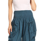 Sakkas Loore Womens Wide Leg Gaucho Pants Cotton with Pockets and Smock Waist