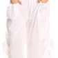 Sakkas Loore Womens Wide Leg Gaucho Pants Cotton with Pockets and Smock Waist