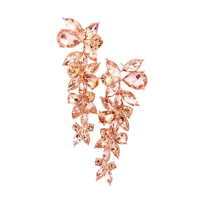 Floral Multi Stone Evening Earrings