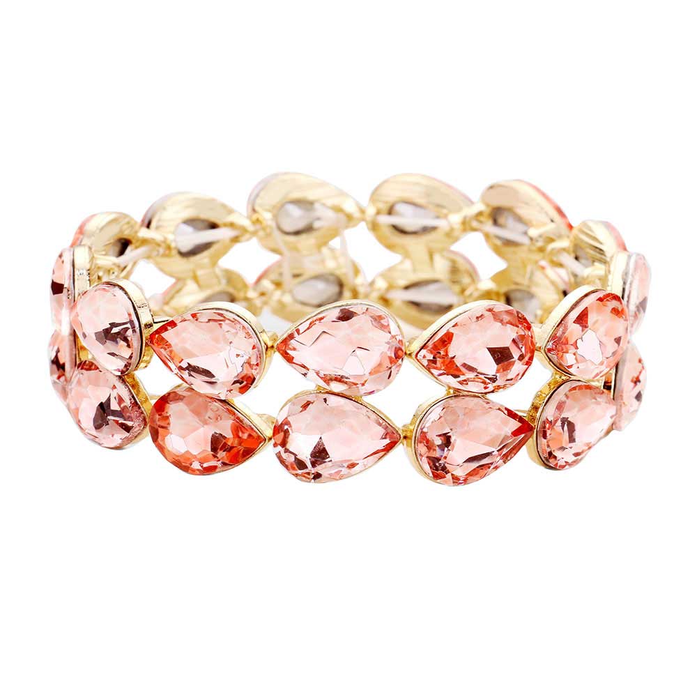 Women's Glass Crystal Teardrop Stretch Evening Bracelet