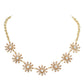 Glass Stone Embellished Flower Cluster Link Necklace