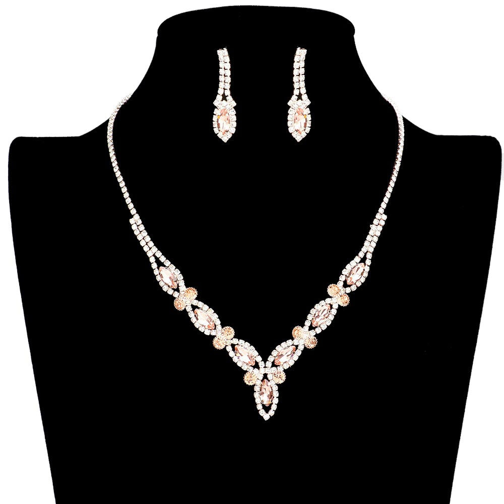 Marquise Stone Accented Rhinestone Necklace