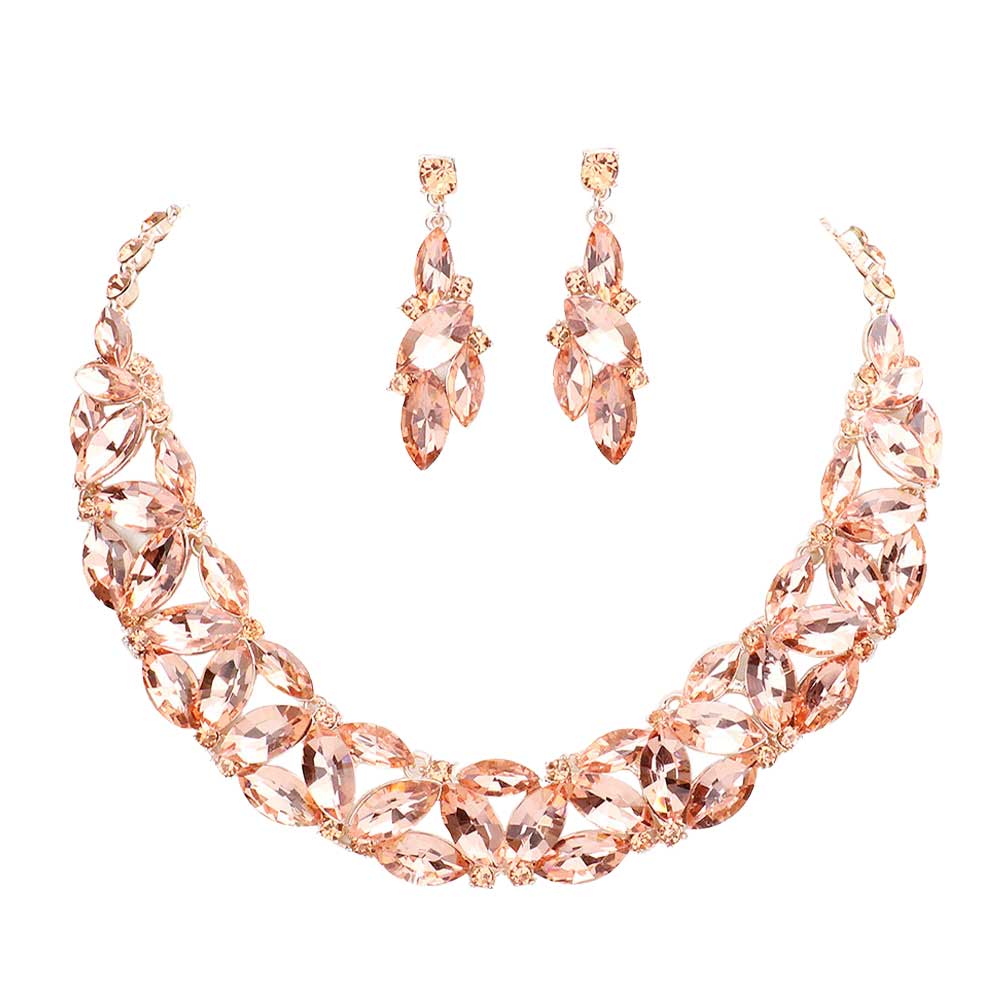 Marquise Stone Cluster Evening Necklace