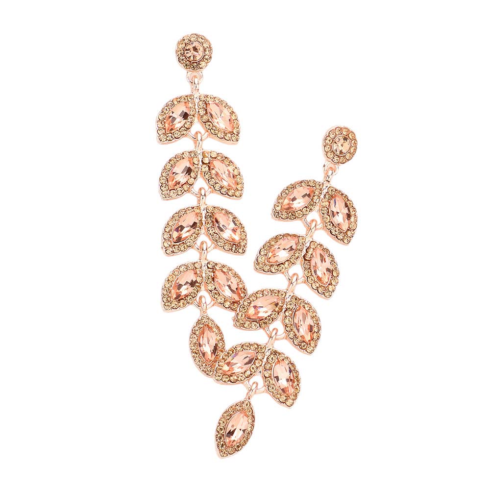 Marquise Stone Cluster Vine Dangle Evening Earrings