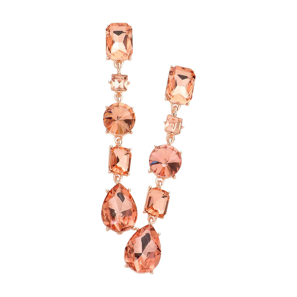 Multi Stone Link Dangle Evening Earrings