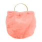 Solid Faux Fur Tote Crossbody Bag