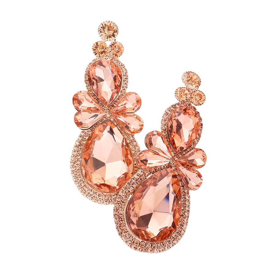 Teardrop Accented Dangle Evening Earrings