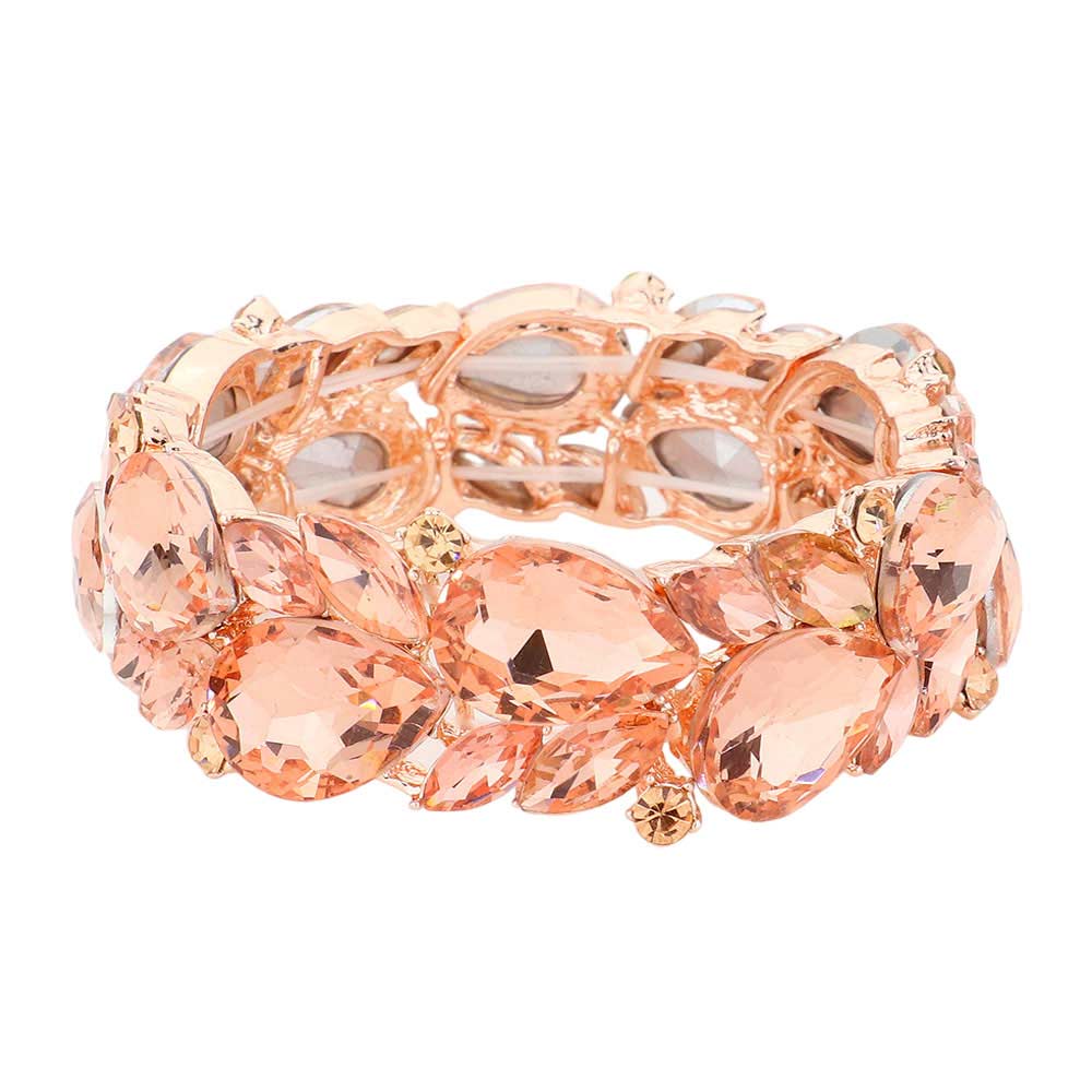 Teardrop Cluster Marquise Stone Stretch Evening Bracelet