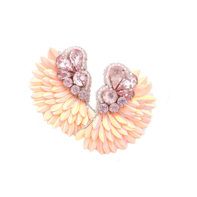 Felt Back Stone Embellished Boho Fringe Earrings