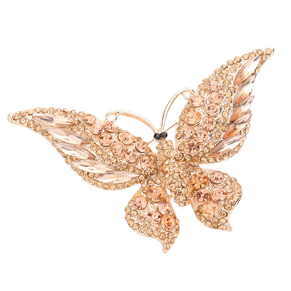Glass Crystal Butterfly Pin Brooch