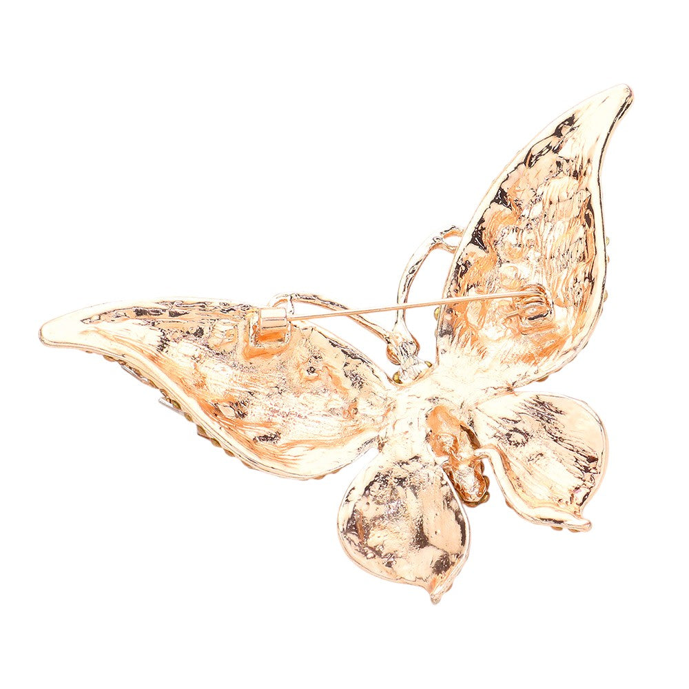 Glass Crystal Butterfly Pin Brooch