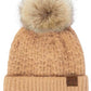C.C Smocking Stitch Pattern Pom Beanie Hat
