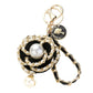 Pearl Pointed Faux Leather Braided Deco Flower Bag Charm