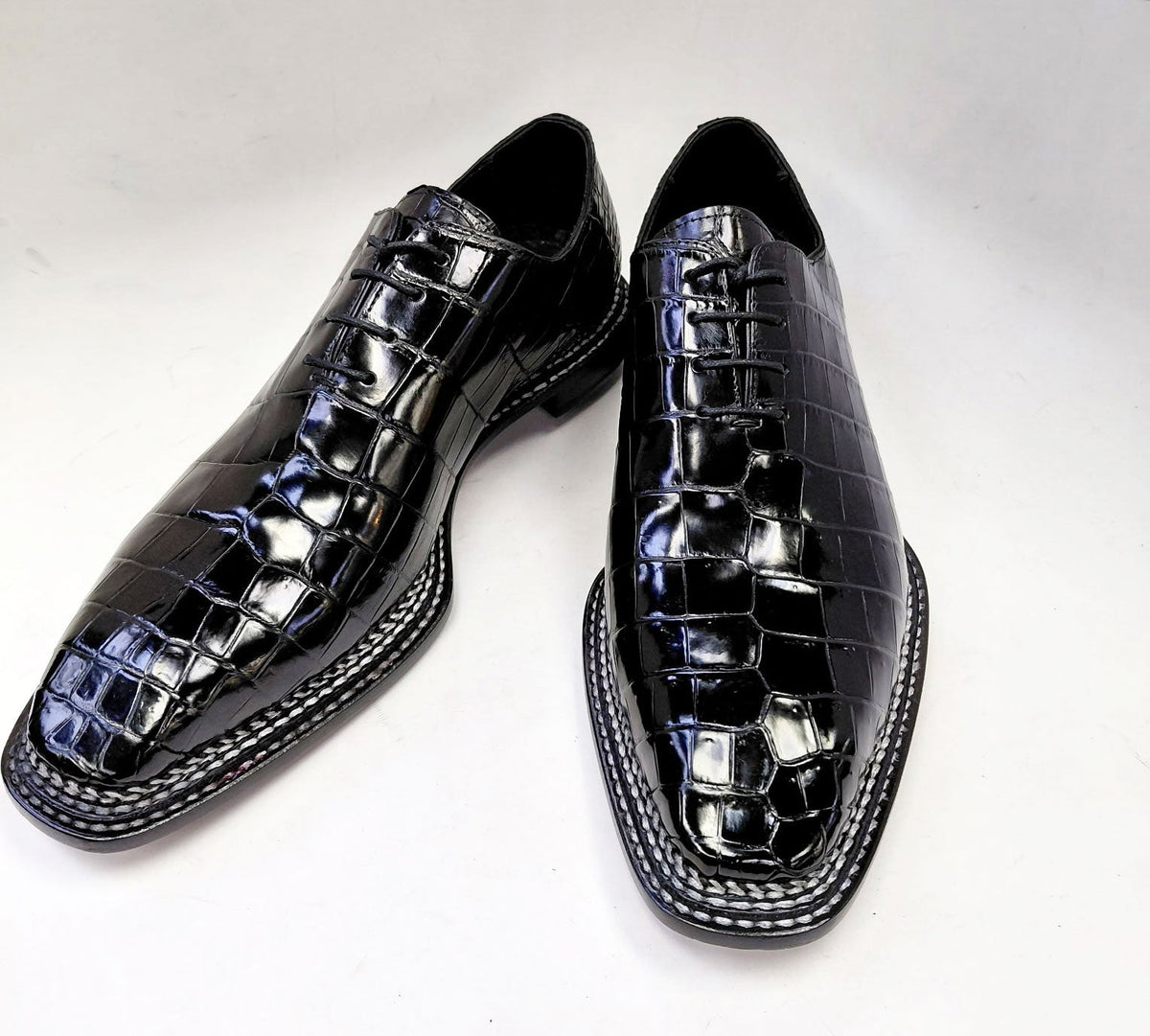 Maurice Philadelphia Oxford de cocodrilo hecho a medida - Negro