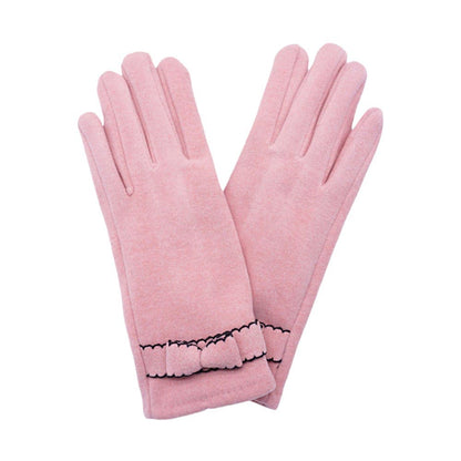 Bow Pointed Faux Suede Smart Touch Gloves