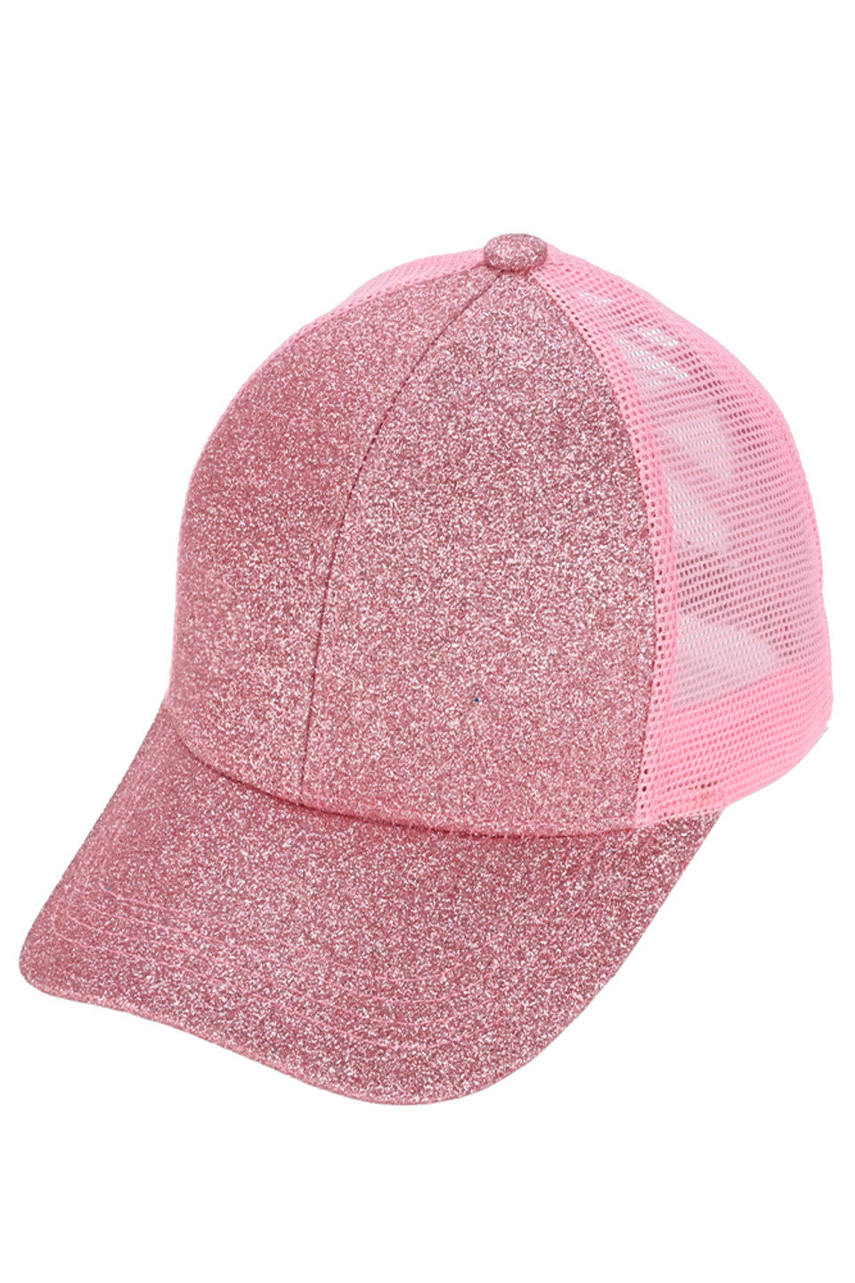 C.C Women's Glitter Mesh Back Criss-Cross Ponytail Cap