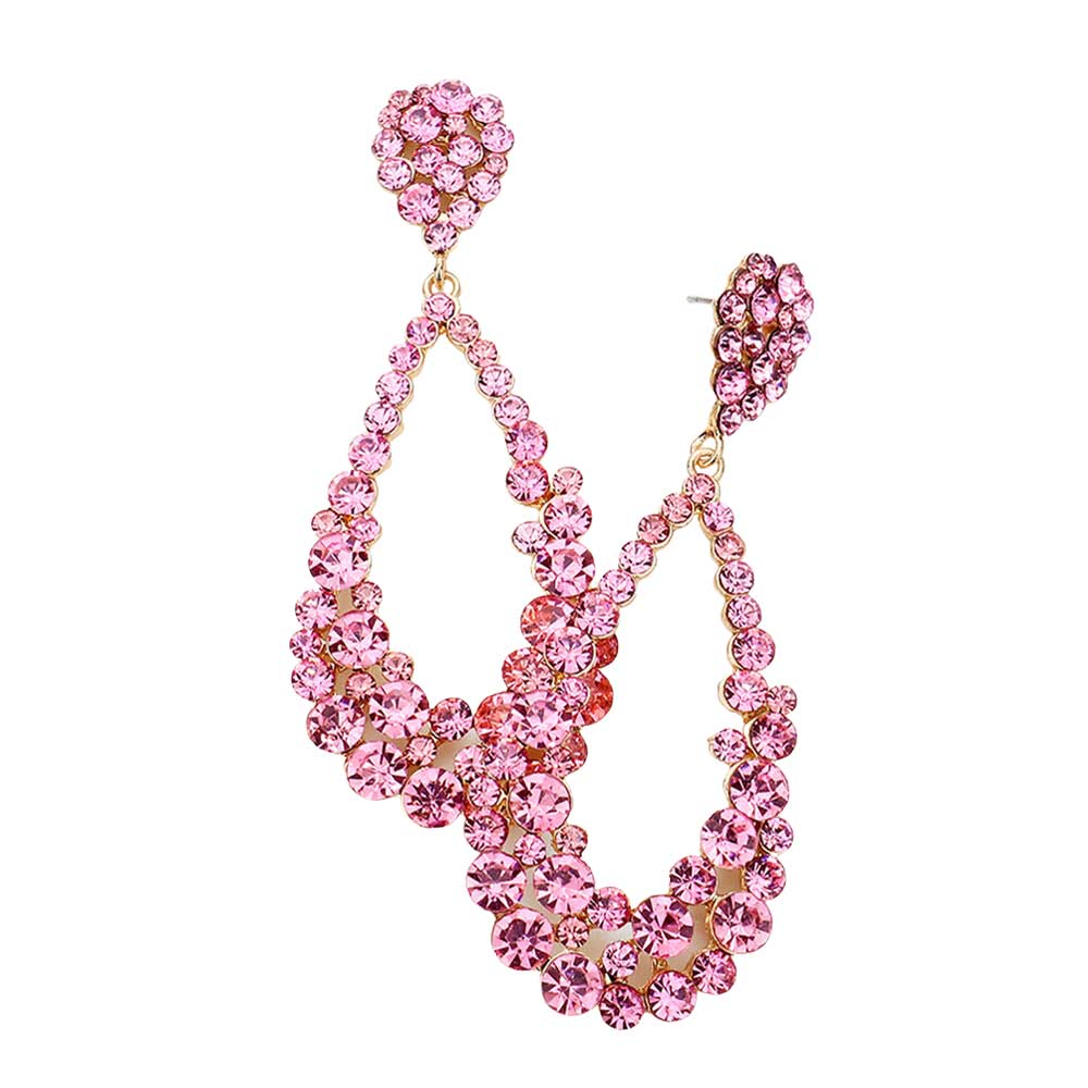 Women's Crystal Bubble Cluster Teardrop Evening Dangle Earrings