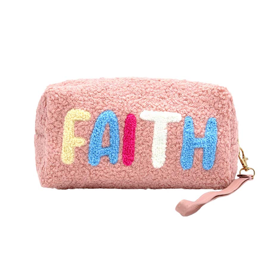 Faux Fur Faith Message Pouch With Wristlet