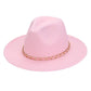 Faux Leather Braided Chain Band Pointed Fedora Hat
