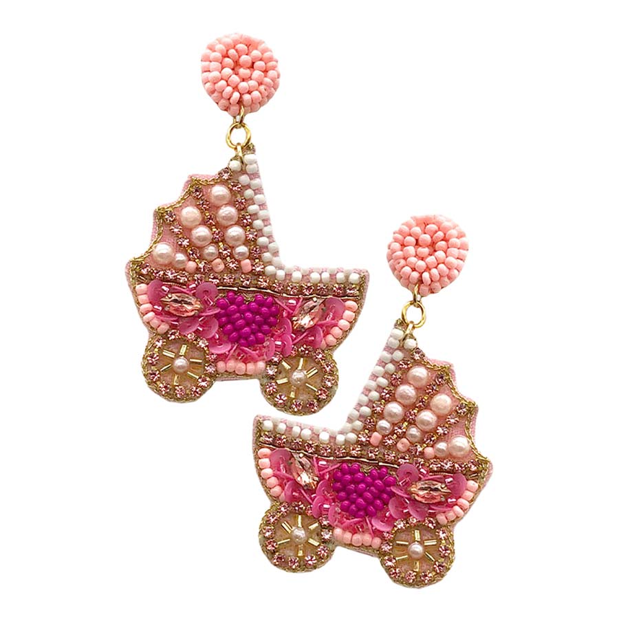 Felt Back Pearl Beaded Stroller Dangle Earrings