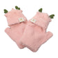 Fuzzy Reindeer Ear Fingerless Flap Winter Gloves