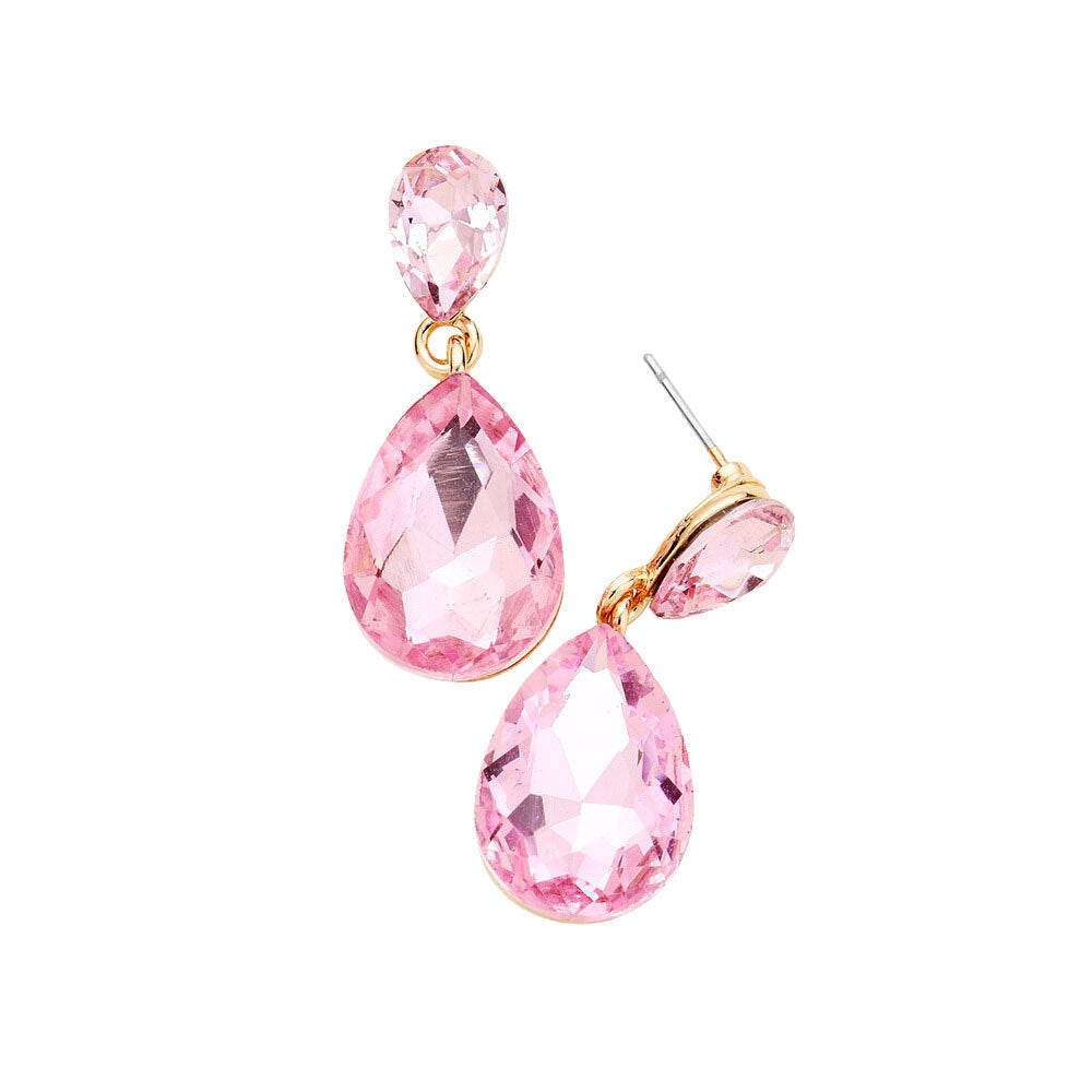 Women's Glass Crystal Teardrop Dangle Earrings