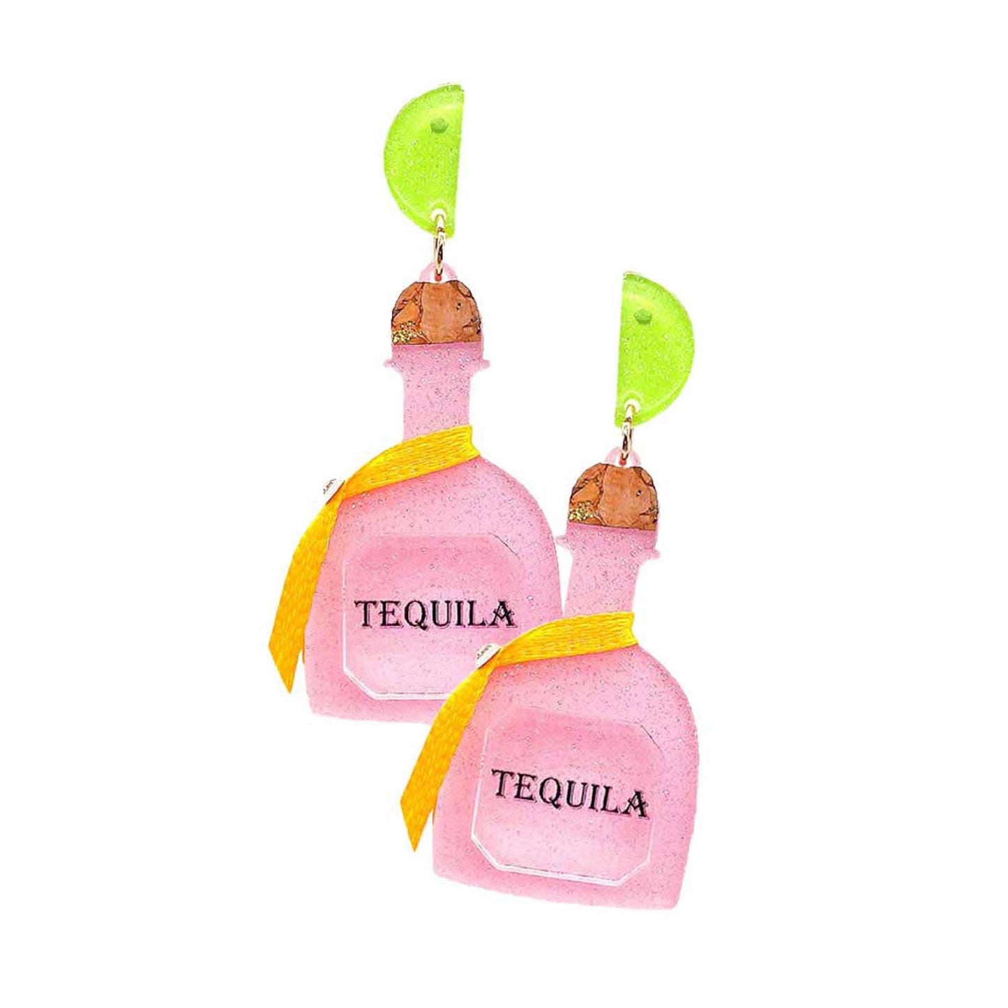 Glittered Resin Tequila Dangle Earrings