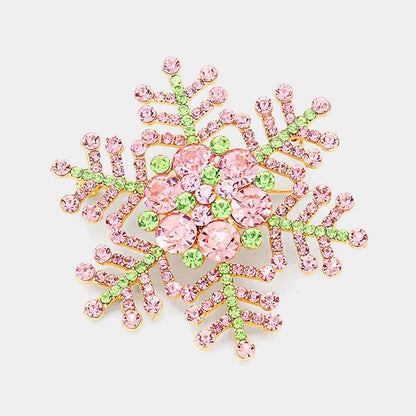Crystal Pave Snowflake Pin Brooch Pendant