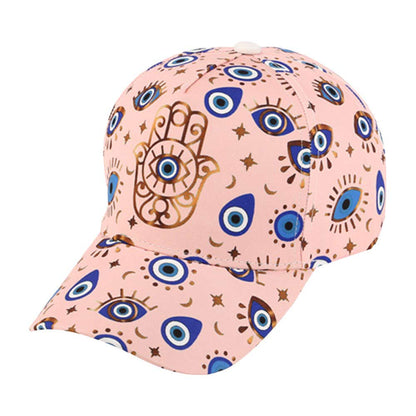 Hamsa Hand Pointed Evil Eye Pattern Printed Baseball Cap