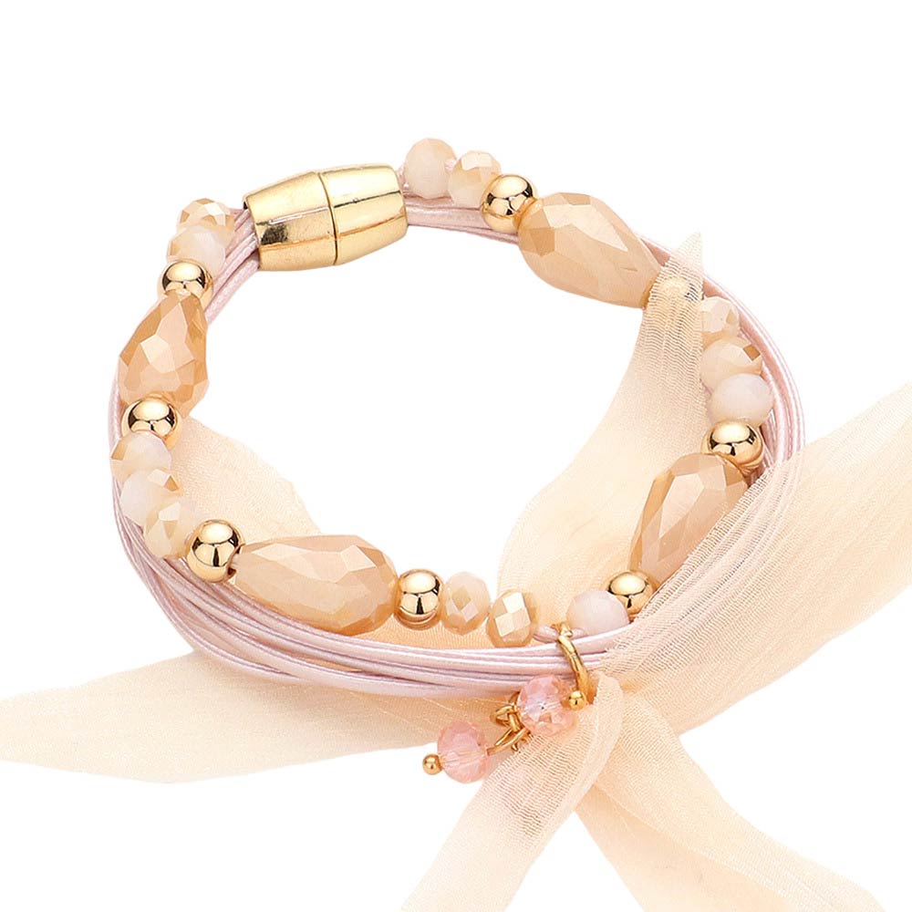 Multi Strand Cord Beaded Mesh Magnetic Bracelet
