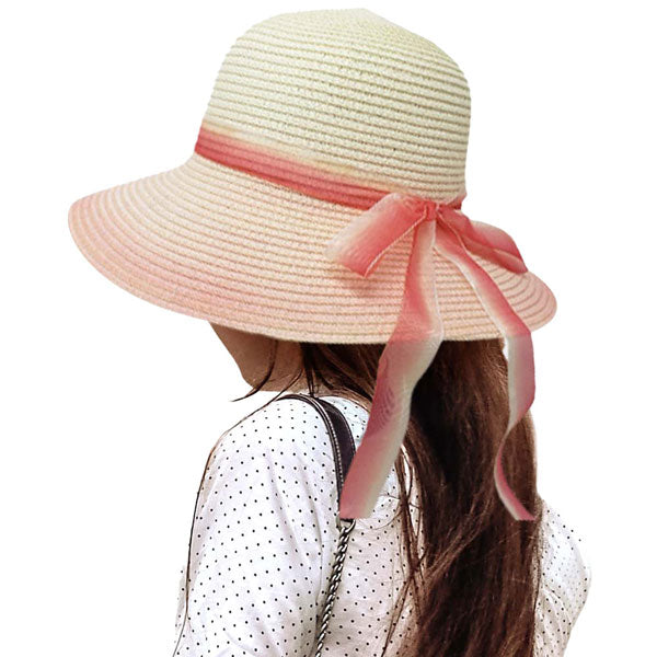 Ombre Bow Band Straw Sun Hat