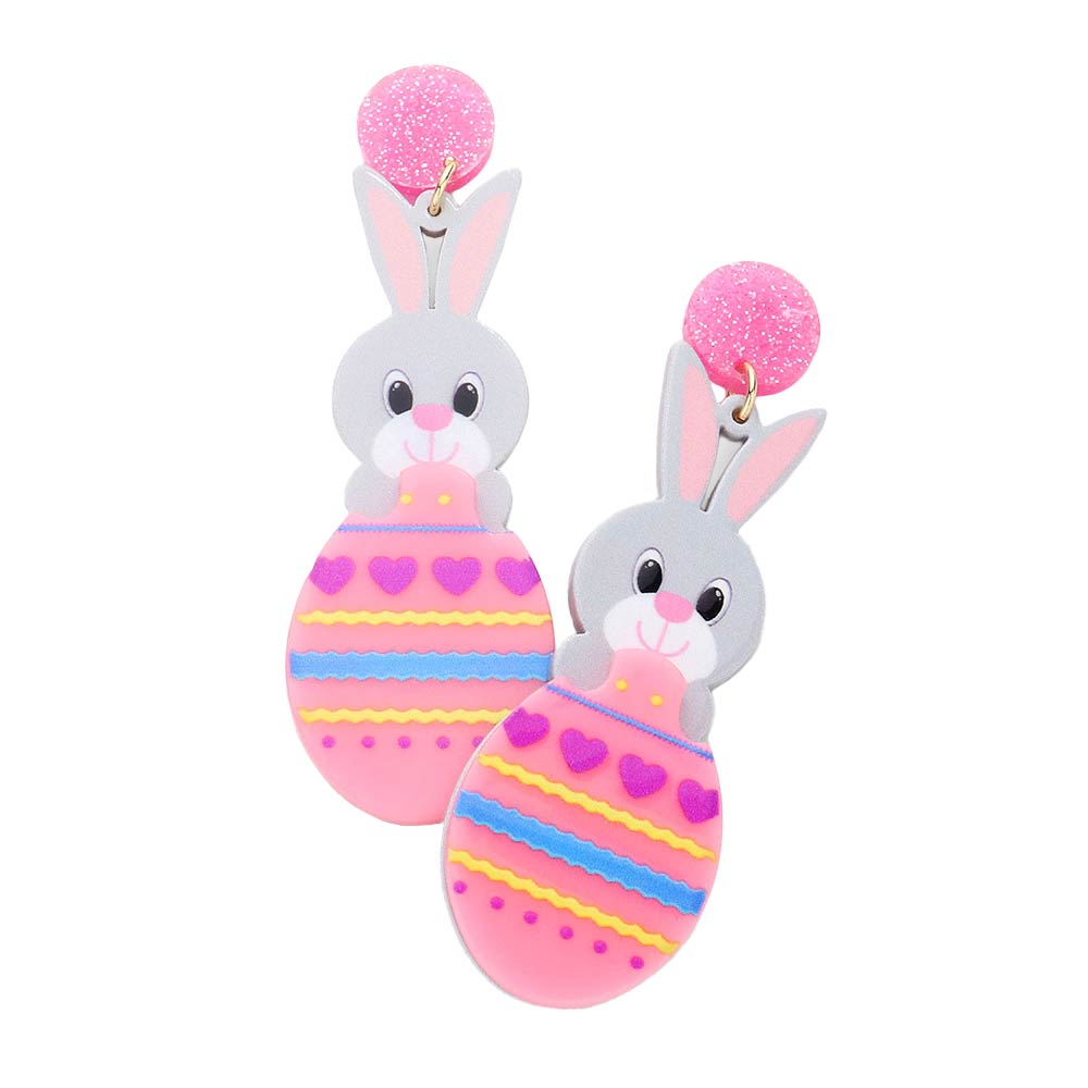 Resin Easter Bunny Egg Dangle Earrings