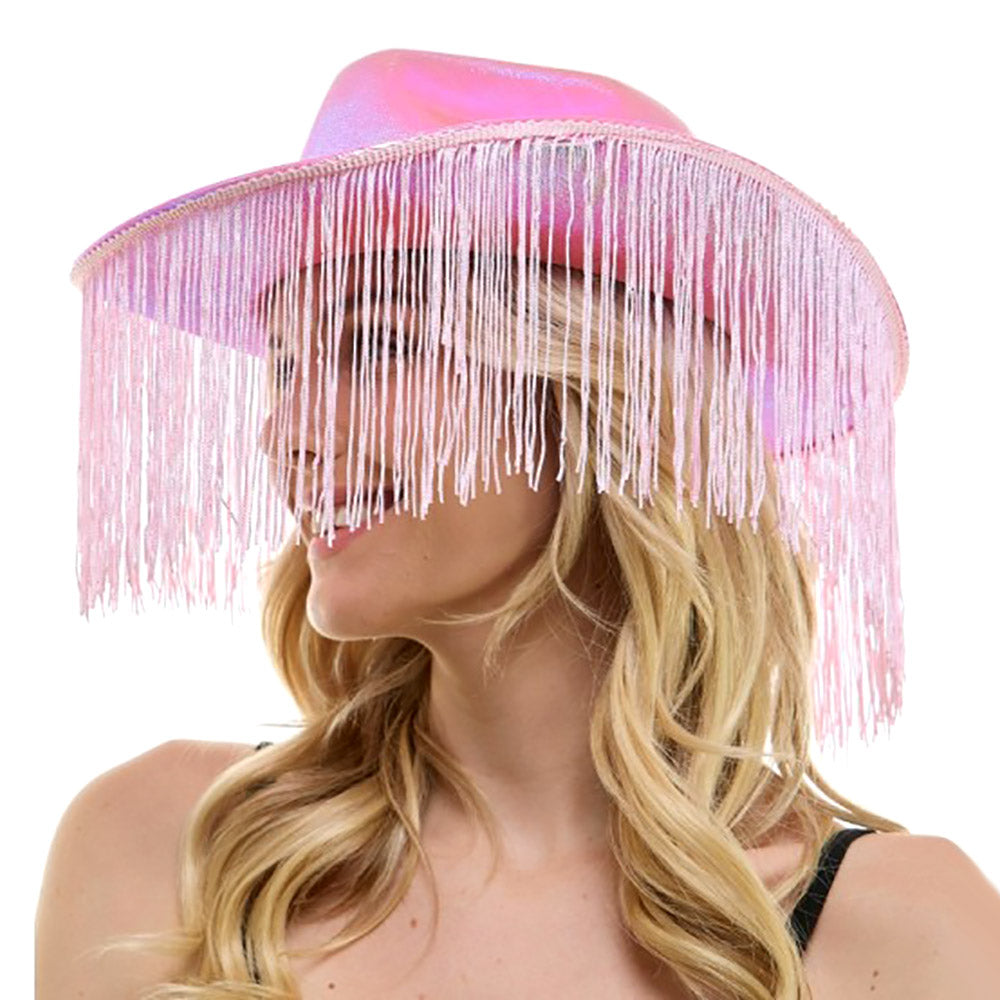 Shiny Western Cowboy Hat with Fringe