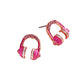 Stone Paved Enamel Headphone Stud Earrings