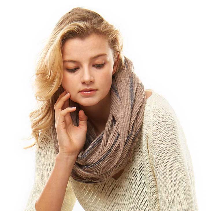 Stripe Textured Boucle Infinity Scarf