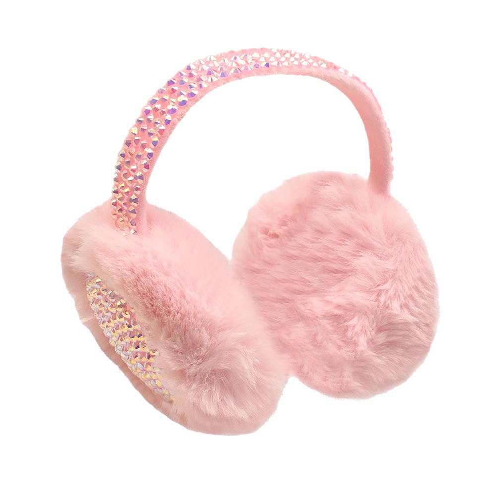 Studded Fluffy Plush Fur Foldable Earmuff