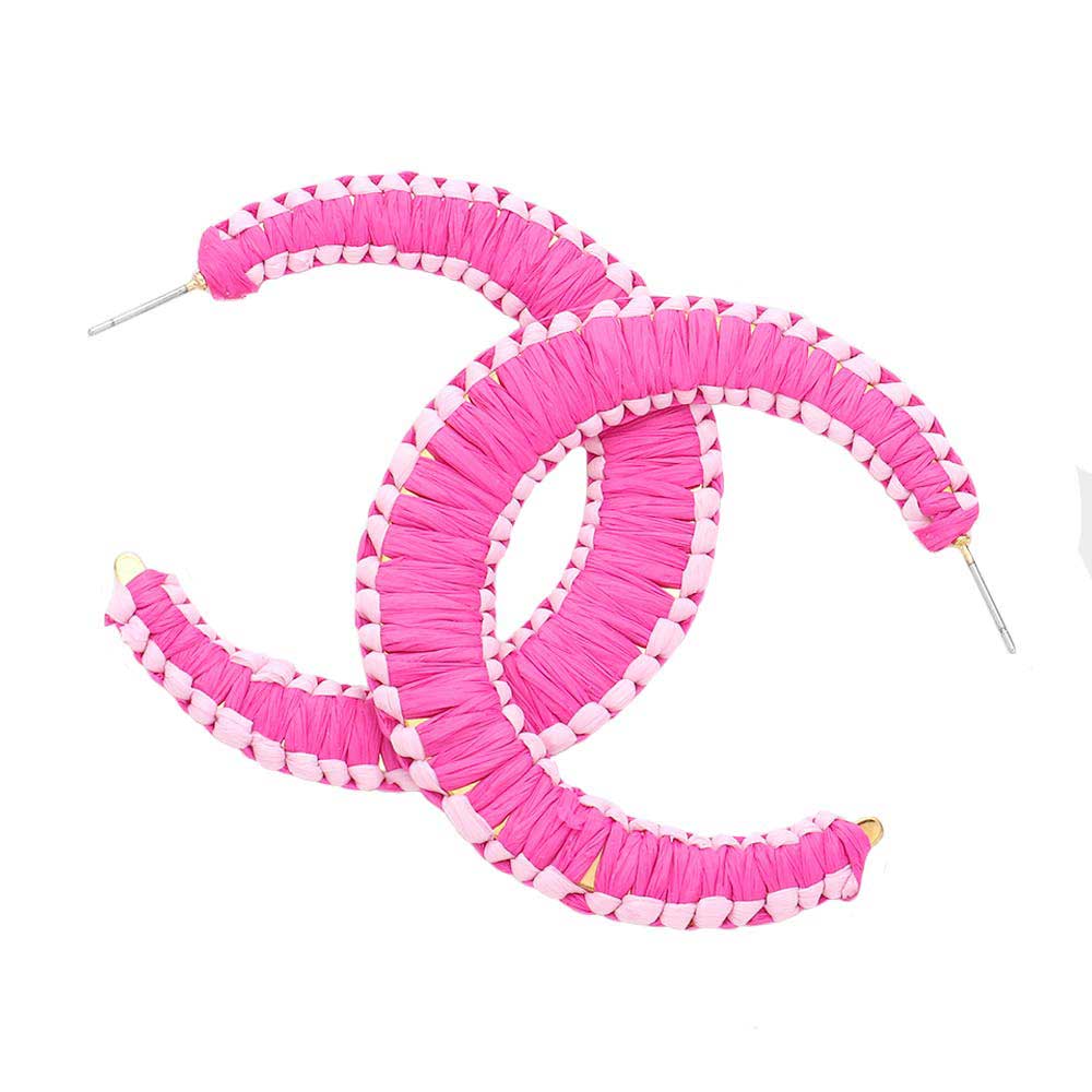 Woven Raffia Hoop Earrings