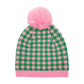 Check Patterned Pom Pom Beanie Hat