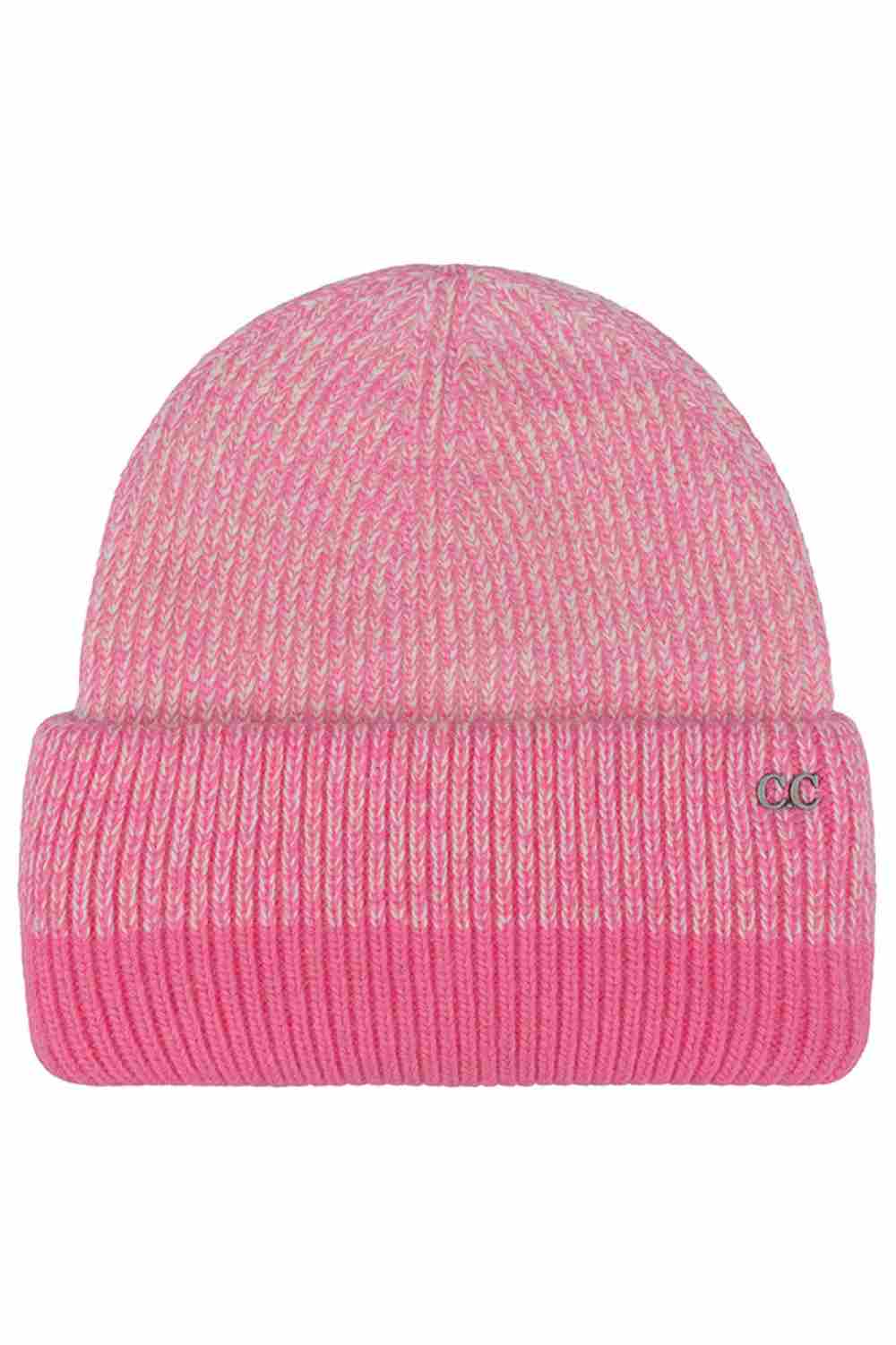 C.C Two Tone Heather Stripe Cuff Beanie Winter Hat