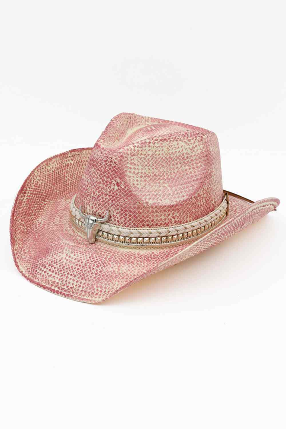 Silver bull Head and Multi Band Handmade Vintage Cowboy Hat