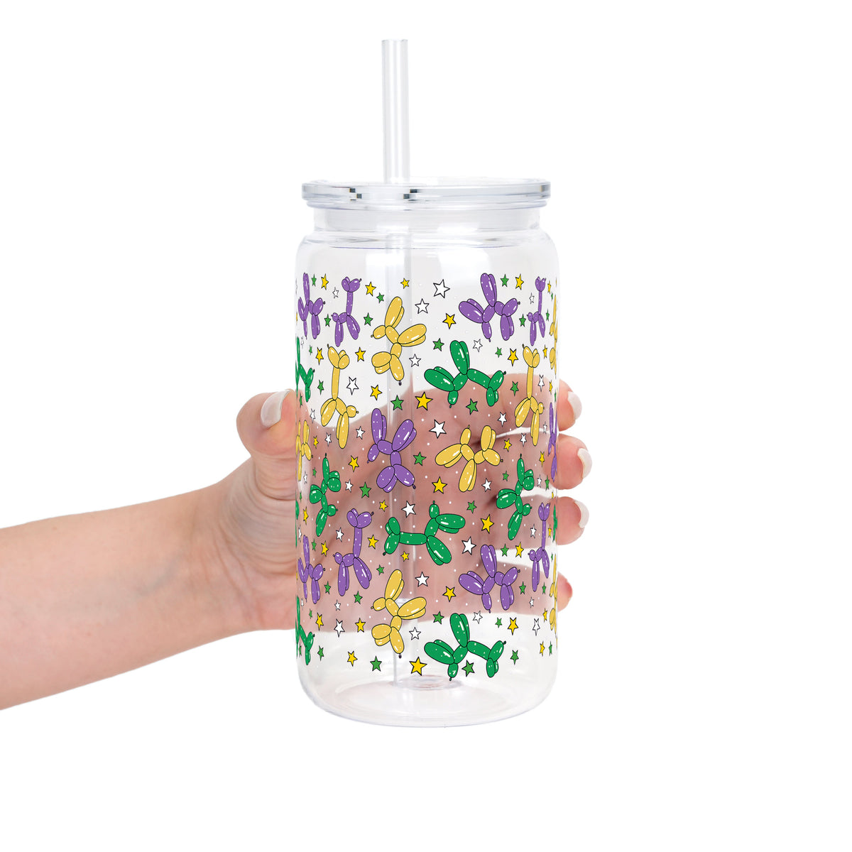 Balloon Dog Mardi Gras Glass Cups